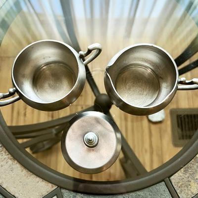 155 PEWTER CREAMER & SUGAR MADE IN ITALY EALES