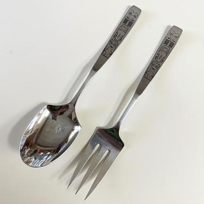 158 TOWLE STAINLESS STEEL SALAD SERVING FORK & SPOON TOTEM POLE