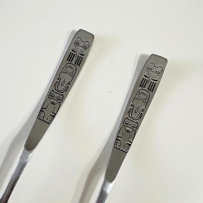 158 TOWLE STAINLESS STEEL SALAD SERVING FORK & SPOON TOTEM POLE