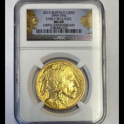 2013 BUFFALO G $50 .9999 FINE EARLY RELEASES MS 69 100TH ANNIVERSARY