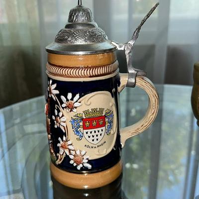 162 TWO STEINS WEST GERMANY BEER STEIN + CUTOUT EAGLE STEIN.