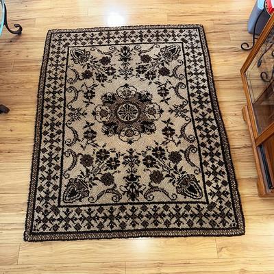 169 HOOKED AREA RUG 72 X 58 BROWN TAN