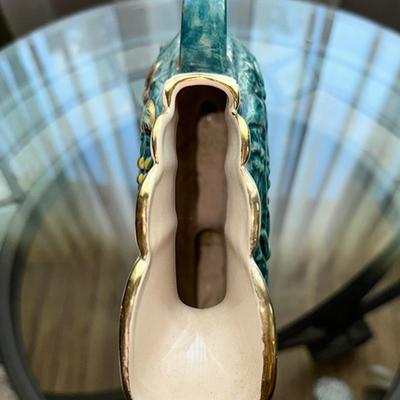 171 MAJOLICA PITCHER VASE MADE IN BELGIUM FLORAL DECORATION