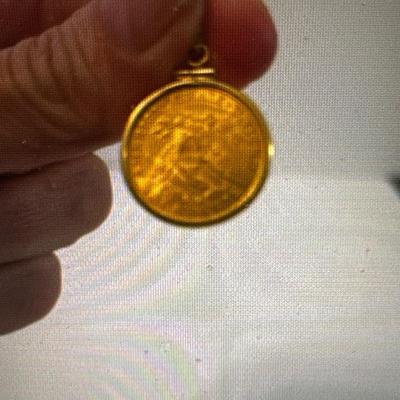 5.00 LIberty GOLD COIN & NEW 14k GOLD BEZEL