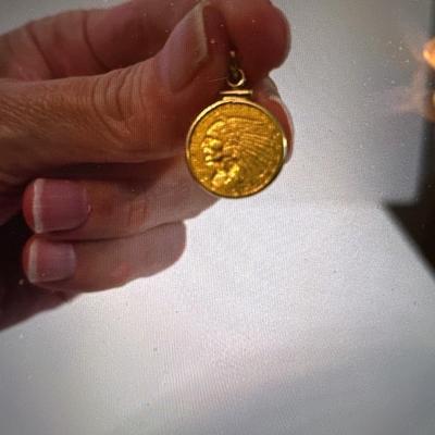 2.5 INDIAN HEAD 14k GOLD BEZEL GOLD COIN NEW