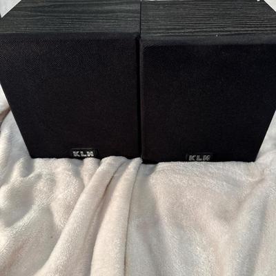 Vintage Pair Black Grain Large 2 Way Bookshelf Wood Speakers 8"
