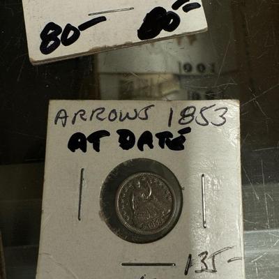 1853 Seated liberty arrows at date XVF