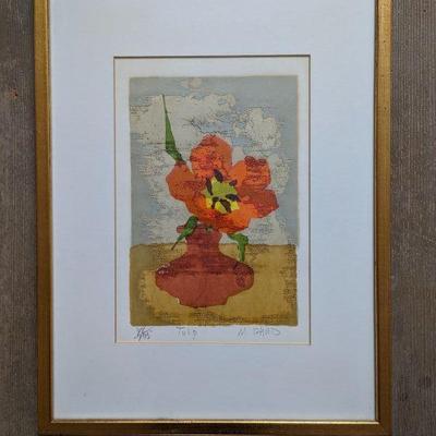 Merle Izard "Tulip" graphic work of art  17" x 12.75" $150