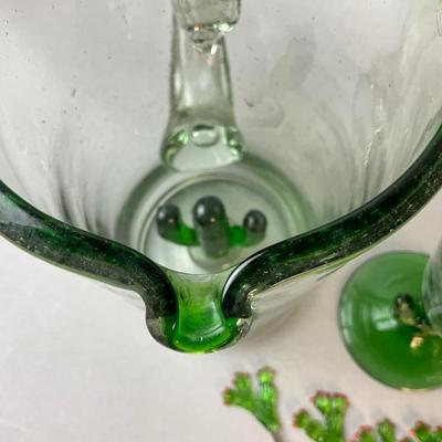 1178 Large Set of Mexico Handblown Saguaro Cactus Bar Set