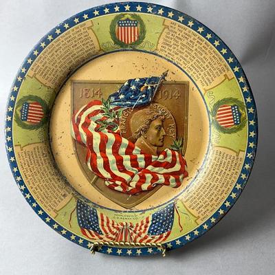 1184 Antique Francis Scott Key Flag Tin Lithograph Plate