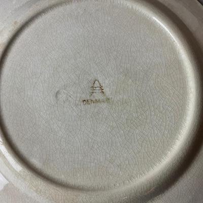 1185 Royal Copenhagen Alumnia Faience Grapes Denmark Pottery Plates with MMA Reticulated Blue Bowl