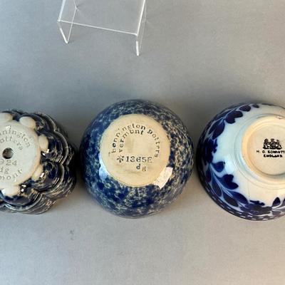 1186 Bennington Pottery with Signed Vase and Flow Blue English Bowl