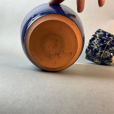 1186 Bennington Pottery with Signed Vase and Flow Blue English Bowl