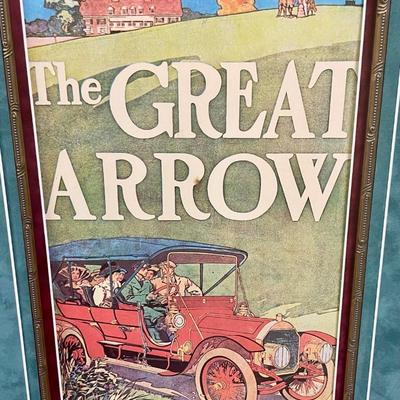 Framed Vintage Car Advertisement: The Great Arrow
