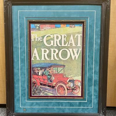Framed Vintage Car Advertisement: The Great Arrow
