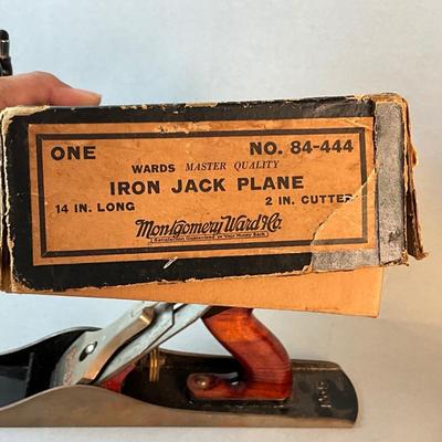 1189 Antique Montgomery Ward Iron Jack Plane 2" Cutter with Original Box