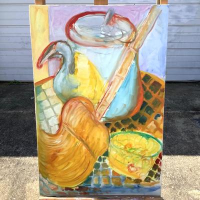 143 Pitcher & Broom 1985 Oil on Canvas by Ellen Into