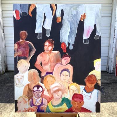 145 "Rat Race Marathon" 1997 Oil on Canvas by Ellen Into