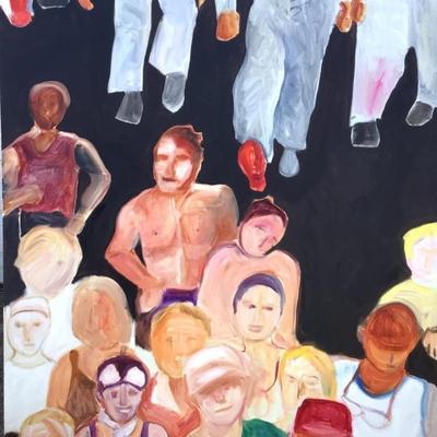 145 "Rat Race Marathon" 1997 Oil on Canvas by Ellen Into