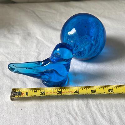 Hand Made Blue Glass Bird and Paper Weight (G-DZ)