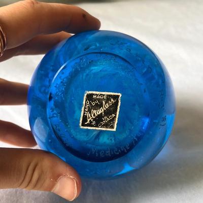 Hand Made Blue Glass Bird and Paper Weight (G-DZ)