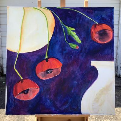 152"Diptych" "Poppy Series V111" 2002 Oil on Canvas by Ellen Into