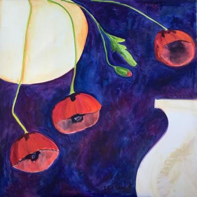 152"Diptych" "Poppy Series V111" 2002 Oil on Canvas by Ellen Into