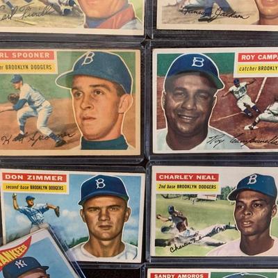 1956 Topps Brooklyn Dodgers Vintage Baseball Card Lot