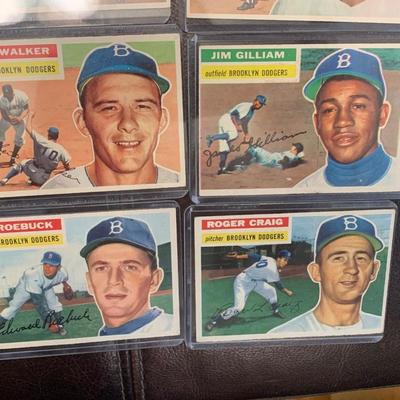1956 Topps Brooklyn Dodgers Vintage Baseball Card Lot