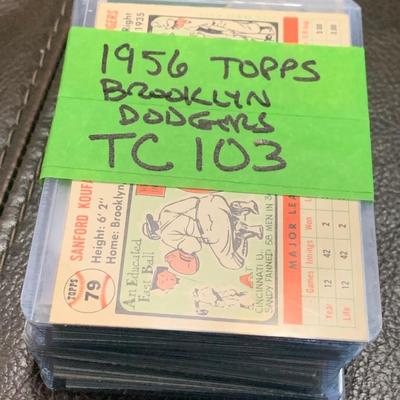 1956 Topps Brooklyn Dodgers Vintage Baseball Card Lot