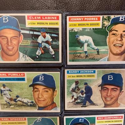 1956 Topps Brooklyn Dodgers Vintage Baseball Card Lot