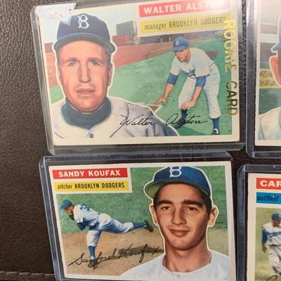 1956 Topps Brooklyn Dodgers Vintage Baseball Card Lot
