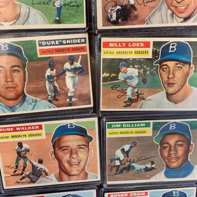 1956 Topps Brooklyn Dodgers Vintage Baseball Card Lot