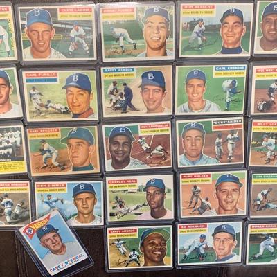 1956 Topps Brooklyn Dodgers Vintage Baseball Card Lot