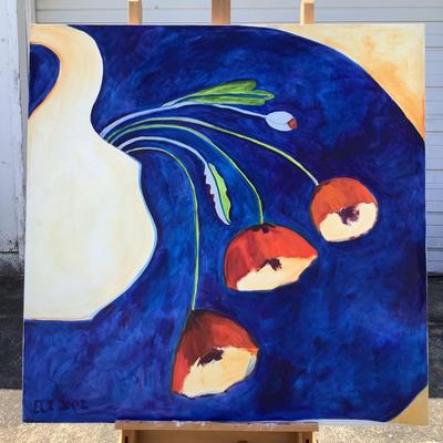 153 "Poppy Series V11" "Diptych" 2002 Oil on Canvas by Ellen Into