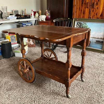 Vintage Oak Bar Cart