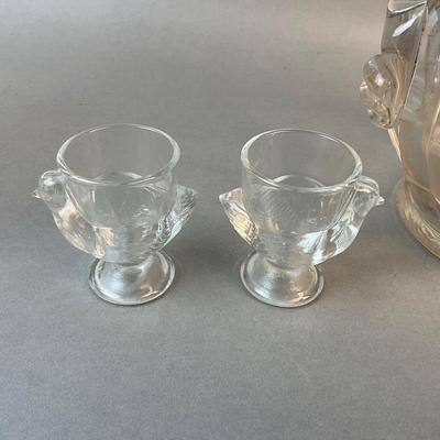 1213 Early American Pressed Glass Pitcher, Covered Dish , Egg Cups