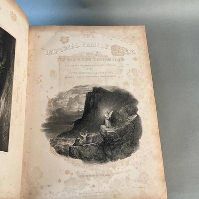1217 Large 1844 Antique Pictorial Family Bible