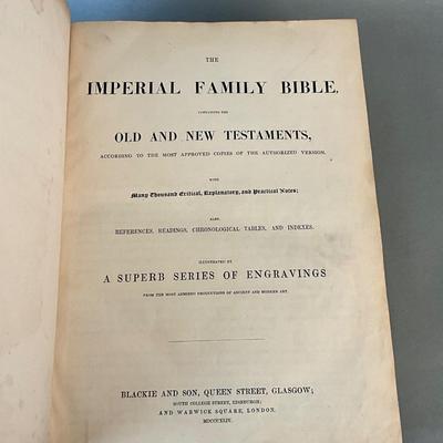 1217 Large 1844 Antique Pictorial Family Bible