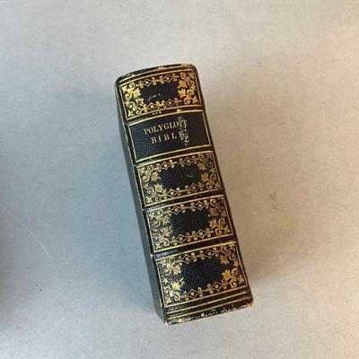 1218 Set of 3 Antique Bibles, Hymn Book 1852