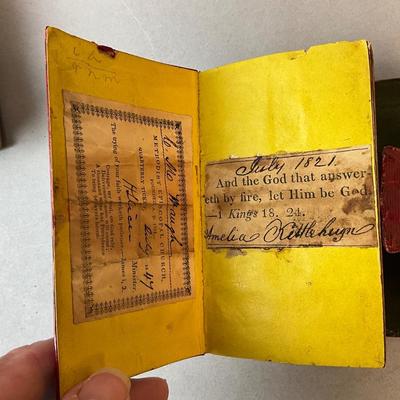 1218 Set of 3 Antique Bibles, Hymn Book 1852