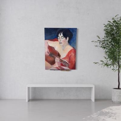 160 Nude Guitarist 1992 Oil on Canvas by Ellen Into