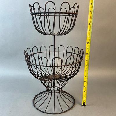 1229 Antique Two Tier Wired Stand