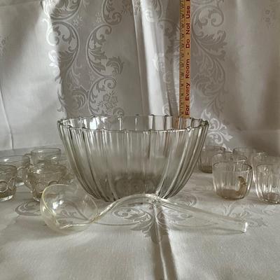 Crystal Punch Bowl with 11 glasses