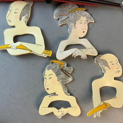 1230 Vintage Japanese Figure Napkin Rings Three Sets of Four