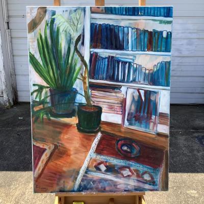 168 "Library Corner" 2003 Oil on Canvas by Ellen Into