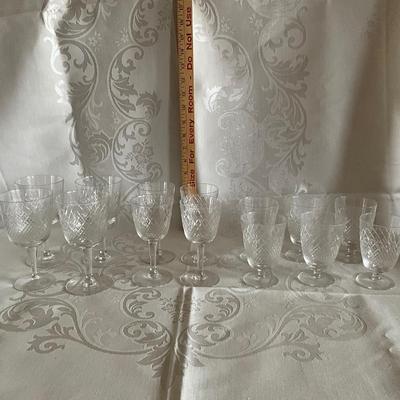 Set of Etched Crystal Glassware