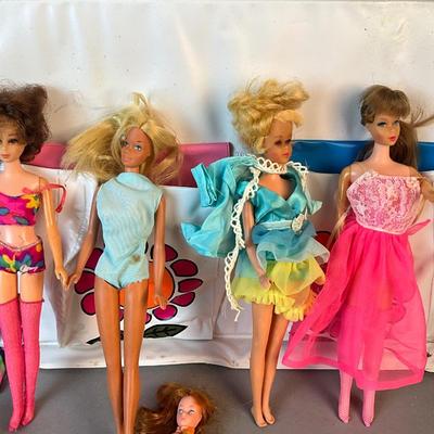 1238 Vintage 1966 Barbie Dolls & Skipper with Accessories and Carrying Case
