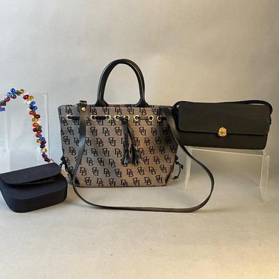 1242 Vintage Dooney and Bourke Handbag with Franklin Simon Evening Bag