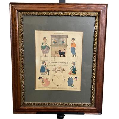 1251 Antique 1923 Ladies Home Journal Framed Valentines Print